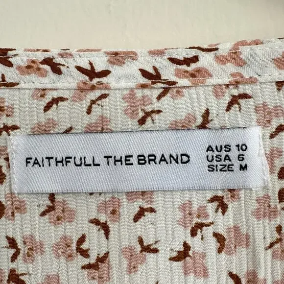 Faithfull The Brand Women MEDIUM Mini Dress Marigot Tie Front Azalea Floral Boho - Picture 9 of 12